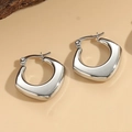 Orecchini a cerchio geometrici in argento lucido con design rettangolare minimalista - Quadrato Cavo Colore Acciaio Grande