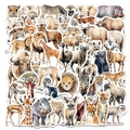 50 pegatinas de acuarela con animales salvajes africanos como leones, cebras y jirafas - Migración de Animales Africanos (OPQ138)