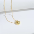 Minimalist gold S letter pendant necklace with sparkling white zircons on a fine bead chain - Style S