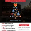 Golden Christmas tree electrostatic window sticker with size chart and snowflake details - Small / Sduv-459