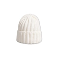 Close-up detail of white chunky knit beanie featuring thick vertical ribbing texture - M (56-58cm) / White