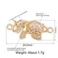 Pendentif éléphant en cuivre avec zircone rose pour la création de bracelets - Éléphant de zircone doré (L0386-A)