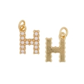 Gold finish letter H pendant set featuring a pearl-inlaid style and a textured metal surface - Letter H