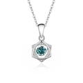 Elegante S925 sterling zilveren zeshoekige ster ketting met beweegbare diepblauwe moissanit - Moissaniet Blauwgroen Witgoud (FDTD-004) / 925 zilver