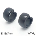 Pendientes de aro negros mate de 7mm en acero inoxidable para hombre, 13x7mm - Negro