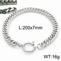 Men's titanium steel curb chain bracelet with spring clasp, 200mm length and 7mm width - 7mm Width Style (KB165898-ZZ)