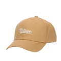 Classic khaki baseball cap with white Vintage script embroidery on twill fabric - Khaki