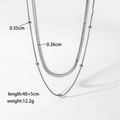 Détail du collier double argenté avec largeur de 0,35cm et spécifications de longueur - Collier (XKN0165) / Couleur Acier