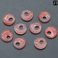Pink quartz ring pendants with side holes for DIY jewelry making in a set of eight pieces - 18mm Side Hole Cherry Quartz (SYN)