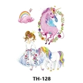 Watercolor temporary tattoos variant TH-128 featuring unicorns, rainbows and flowers - Th-128 / 210*148mm