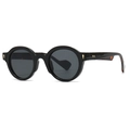 Gafas de sol retro con montura negra y lentes polarizadas grises para hombre - Marco Negro Patilla Leopardo Negro