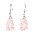 Handgefertigte Gummibärchen-Ohrhänger aus rosa Harz mit silbernen Metallhaken - Rosa