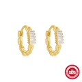 Orecchini a cerchio geometrici in argento S925 dorato con zirconi taglio baguette - Stile Quadrato con Strass (金色#1) / Argento 925