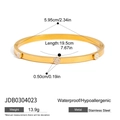Gold stainless steel bangle with pavé zircons showing dimensions and product weight - Round Disk Zirconia Bangle