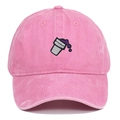 Casquette de baseball rose en coton délavé avec broderie vintage ajustable - Taille unique / Rose