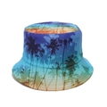 Gros plan des silhouettes de palmiers et du dégradé coloré du chapeau bob - M (56-58cm) / Dégradé de Bleu (A)