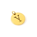 Golden titanium steel round hollow charm featuring a minimalist DIY alphabet letter Y - Letter Y (Y-Pendant)