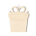 Addobbo natalizio in legno a forma di regalo con cordino e grana di legno naturale - Regalo di Natale (Confezione da 10)