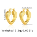 Detailed size view of hollow heart brass earrings with 18K gold plating and measurements - Chunky Flowing Chunky Heart Hoop