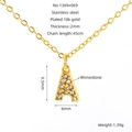 Halskette mit Buchstabe A aus Edelstahl, 18k Vergoldung und funkelnden Kristallen - Gold Buchstabe A