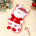 Knitted Christmas stocking gift bag with 3D Santa Claus figure and snowflake patterns - Santa Claus