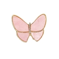 Elegant pink pearlescent butterfly brooch with gold trim and crystal inlay details - Style 36/Pink Pearly