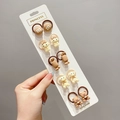 Brown cartoon bear and m-bean themed hair ties set for kids with 10 elastic bands - Coffee Color M Letter 10Pcs Set