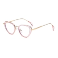 Occhiali gatto chic con montatura rosa e stanghette in metallo dorato donna - Montatura Oro Rosa Anti-luce Blu