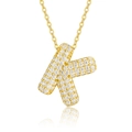 Gold plated letter K necklace with sparkling pavé zircons on a delicate chain - Letter K / 925 Silver (45cm)
