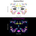 UV neon face tattoo sticker JFA-008 with floral patterns for festivals and nightclubs - Gold Powder Fluorescent JFA-008