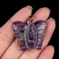 Ciondolo a farfalla in ametista naturale 30x35mm con gancio in metallo argento per collana - Ametista
