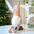 50cm Pink Christmas gnome with gold sequin hat and glowing LED light features - Pink Long Leg Gnome A