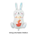 Standing bunny foil balloon for Easter with blue plaid ears and bow, size 54x80cm - Sitting Little Bunny 54x80cm