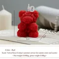 Red rose petal bear scented candle with velvet rose fragrance and gift tag, size 6x5x4cm - Small Bow Rose Bear / Red / Velvet Rose