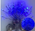 Blaue LED Weidenzweig Dekolichterketten in einer Glasvase für Zimmerdekoration - Einzelner Zweig 20 LEDs-2AA Batterietyp / Blau