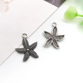 Zeestervormige hanger van antieke zilverlegering voor DIY-sieraden en oceaanstijl - 14x22mm Zee-zeester