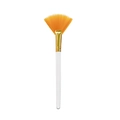 Fan-shaped facial mask brush with yellow synthetic bristles and a white wooden handle - Yellow Bristles Transparent Handle with Gold Tube