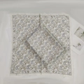 Elegant white square scarf featuring classic paisley prints and geometric sun border pattern - Cute Cashew Rice Square Scarf / 65