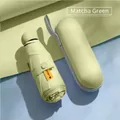 Mini paraguas cápsula verde matcha con protección solar UPF50+ y estuche rígido incluido - 5 Pliegues 8 Varillas sin Caja de Cápsula / Verde Matcha Espesado Revestimiento Negro