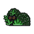 Creatieve emaille speld met een zwarte kat die achter groene struiken loert - Zwarte Kat Verstopt in Struiken Stijl (xz8405)