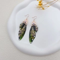 Deep green gradient wing earrings with colorful sequins and crystal studs - Vintage Green Rhinestone-Rose Gold