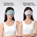 Dual-sided ice silk sleep mask in Matcha Green and Light Silver Grey with ear straps - Warm Light Silver Grey / Cool Matcha Green