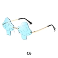 Fashionable mushroom-shaped rimless sunglasses in sky blue with gold metal frame - Dark Blue