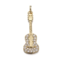 Detailed view of a gold-plated guitar pendant with sparkling zircon stone inlay - Guitar Rhinestone Pendant