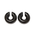 Paio di orecchini a clip neri a forma di C dal design geometrico minimalista - Stile Nero (JDE2023685-BK)