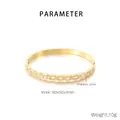 Dettaglio del bracciale in acciaio inossidabile dorato con zircone e dimensioni esatte - Stile Zirconia Rettangolare A Gradini (KB210757-KSZ)