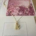 Double-layered gold paperclip necklace with sparkling crystal initial K pendant for women - Letter K
