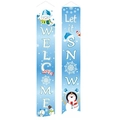 Blue Christmas porch banner with WELCOME and Let it SNOW snowman festive pattern - XS-21 Blue Welcome/Let It Snow