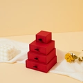 Red matte jewelry drawer boxes in various sizes with black ribbon pulls for gift packing - 5*5*3.5CM / Red