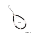 Detail of 28cm handmade black clay bead phone strap with gold accents and LOVE letters - Black Clay LOVE Letter Style